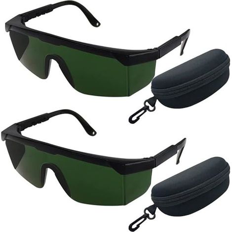 2PCS Lunettes de Protection Laser Sécurité Vert avec Étui (1/4)