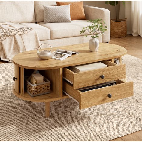 Couchtisch Wohnzimmertisch Stauraum 100x50 MDF OKMYHOME (1/5)