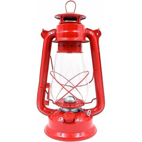 Vintage Hurricane Lantern 30cm Oil Lamp Kerosene Lamp Classic Kerosene Lamp Oil Lamp Lantern Table Lantern for Home, Garden, Camping Lemongrass - Red (1/5)