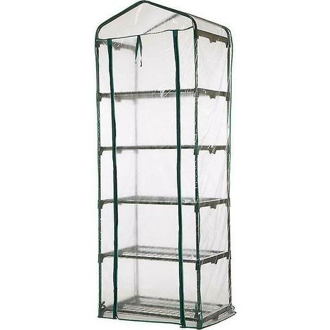 Étagère de jardin pour plantes d'intérieur et potager, structure avec couvercle en PVC transparent - 69 x 49 x 187 cm - 5 niveaux (1/3)