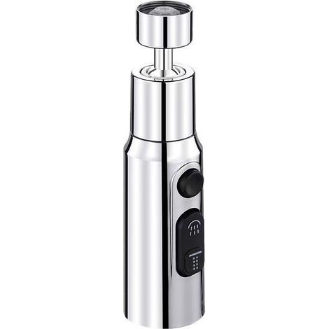 3-Function Kitchen Faucet Spray Head, 360° Swivel Faucet Extension for Kitchen Sink, Faucet Spray Adapter, Replacement Sprayer (Silver) (1/5)