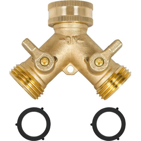 2-Wege-Wasserverteiler, 3/4 Zoll Y-Verteiler, Messing-Y-Verteiler, Waschmaschinen-Ablaufadapter, für Haus, Garten, Geräte, Bewässerung