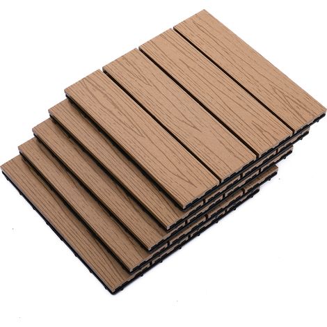 Dalles terrasse caillebotis – Lot 11 pcs, surface 1 m², 30x30 cm – Emboîtables, installation simple – Pour balcon ou jardin (1/5)