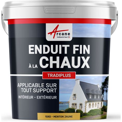 Enduit fin à la chaux, décoration, intérieure, extérieur, maison : Tradiplus - 15 kg (jusqu'à 14 m²) Menton Jaune - ARCANE INDUSTRIES
