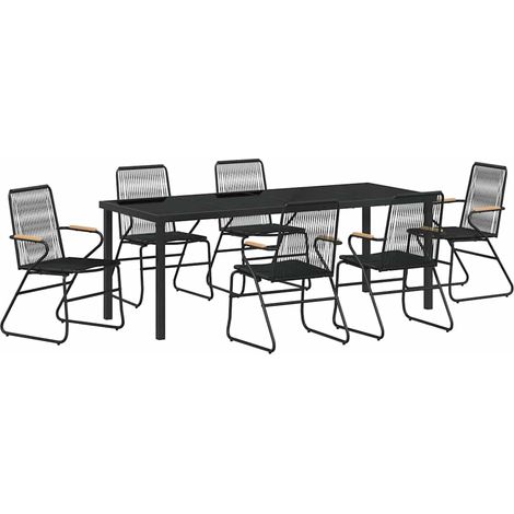 Maison Exclusive - Set da Pranzo per Giardino 7 pcs Nero