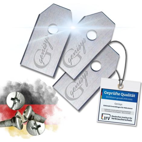 Genisys Ersatz Messer kompatibel mit Husqvarna Automower Mähroboter Klingen - LongLife Edelstahl - bruchsicher [DIN EN 50636 geprüft] Stück 9 (1/4)