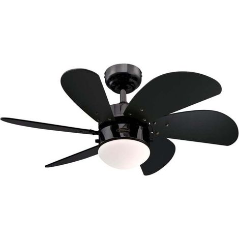 [NEUWERTIG] B-Ware Westinghouse Deckenventilator Turbo Swirl mit Licht E14 schwarz Holz Glas 76cm (1/2)