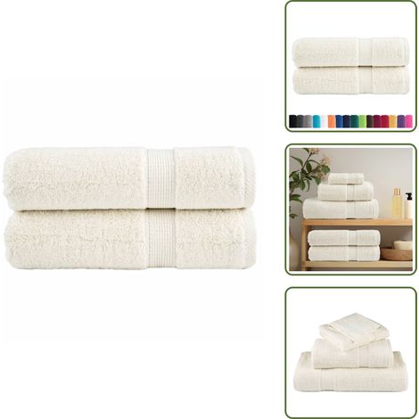 The Living Store Premium-Handtücher SOLUND 2 Stk. Cremeweiß 50x100 cm 600 g/m² - Baumwolle (1/5)