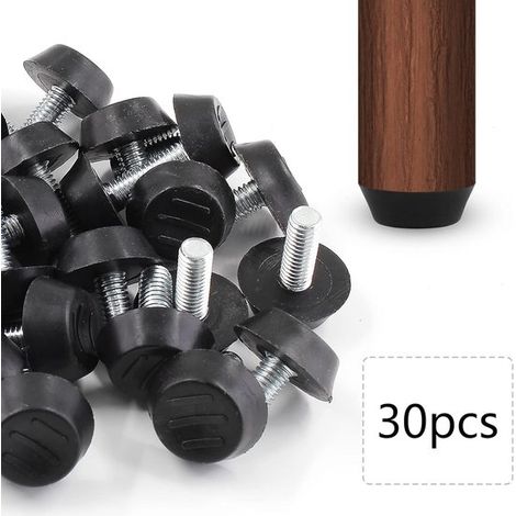 Pieds de nivellement réglables pour meubles, lot avec 30 écrous en T, pieds à visser M6 x 15 mm, pour tables, chaises et mobilier de terrasse (1/5)