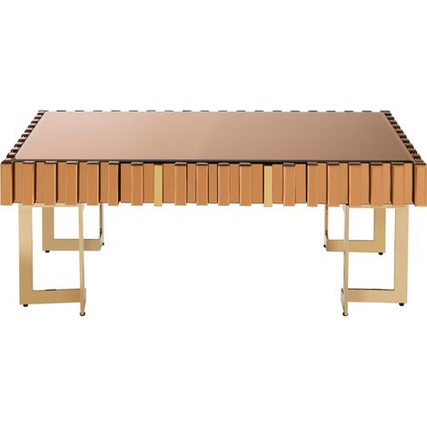 Interiors by Premier Reflective Gold Coffee Table with Drawer, Modern Mirrored Coffee Table, Gold Metal and Glass Cocktail Table (1/5)