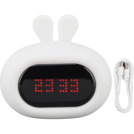 Ortviai Horloge Lumineuse avec Veilleuse et Réveil, Design Lapin en Silicone Coloré, Rechargeable USB, 155 x 86 x 148 mm (1/5)