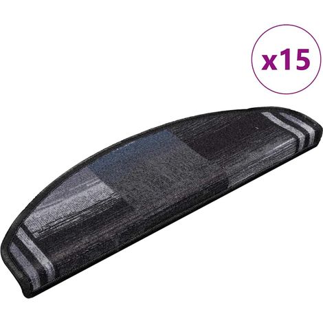 Tapis d'escalier-Moquette d'escalier-Tapis de marches autocollants 15 pcs Noir et gris 65x21x4 cm 576978 (1/5)