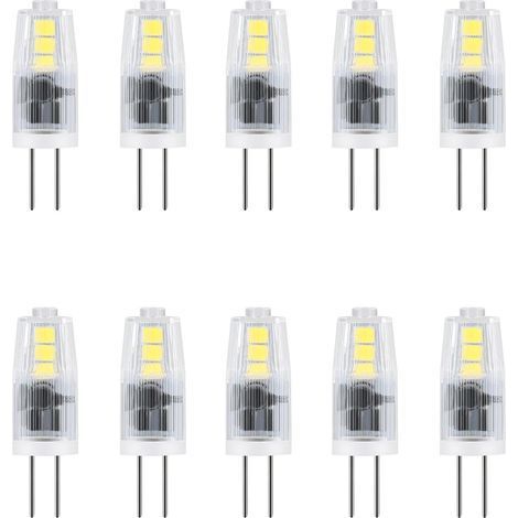 Lot de 10 ampoules LED G4 - 2 W - Pour lustres. salon. chambre. couloir - 12 V CA/CC - Blanc froid 6000 K - Économie d'énergie (1/3)