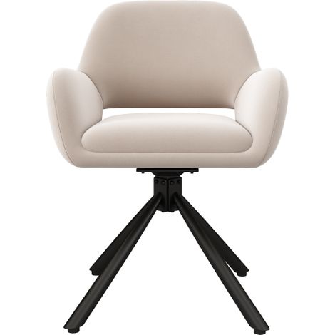 Chaises de salle à manger pivotantes (Lot de 6) — Revêtement en velours, avec accoudoirs, style moderne et minimaliste (Table non incluse) — Beige (1/4)