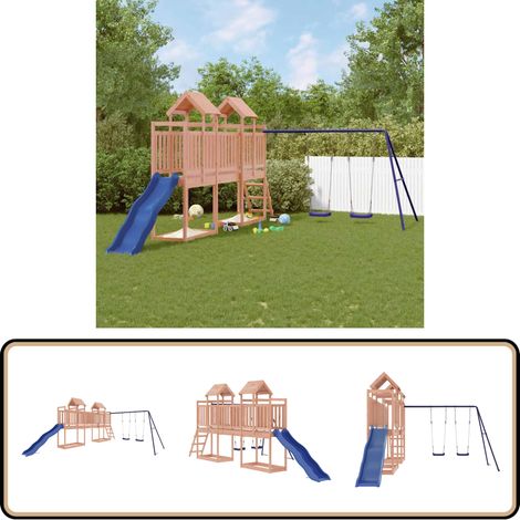 Spielturm Massivholz Douglasie - Holzspielplatz - Gartenmöbel Kind - Outdoor Spielgeräte - Spielturm - Doppel Schaukel