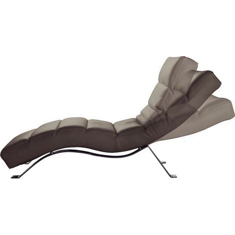 Chaise longue réglable multipositions, en cuir de luxe italien, SWEET, taupe (1/3)