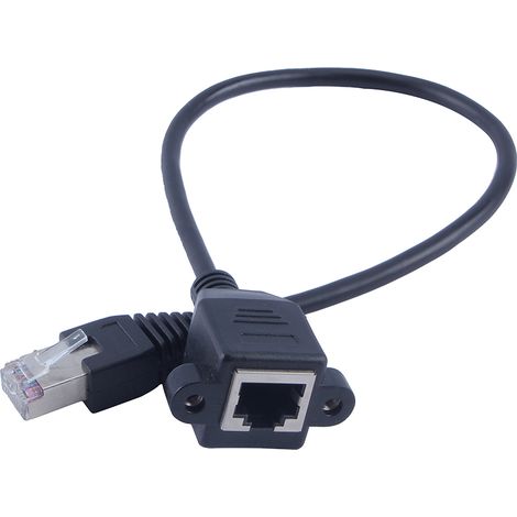 Câble Ethernet RJ45 mâle-femelle 30 cm pour raccordement panneau vissé (1/4)