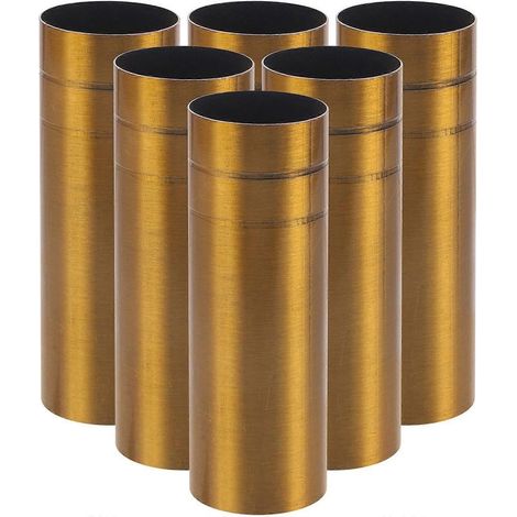 Set mit 6 Metallhülsen für Kronleuchterfassungen, Zubehör für gusseiserne Kerzenleuchter. – 8,00 x 2,50 x 2,50 cm – Gold (1/4)