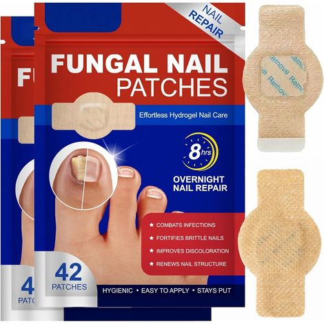 84 Pièces Fungal Nail Patches, Patch pour Ongles des Pieds, Soin Protecteur et Réparateur pour Ongles Abîmés et Jaunissants, Réparation Intensive de Nuit 8 Heures, Renforcement Naturel