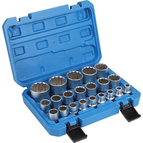 21 Pcs Jeu de Douiles 12 Pans 1/2 8-36mm, clé à Douille 12 Pans 1/2 Jusqua 36mm Acier CR-V, Avec un étui Solide et Facile à Ranger (1/5)