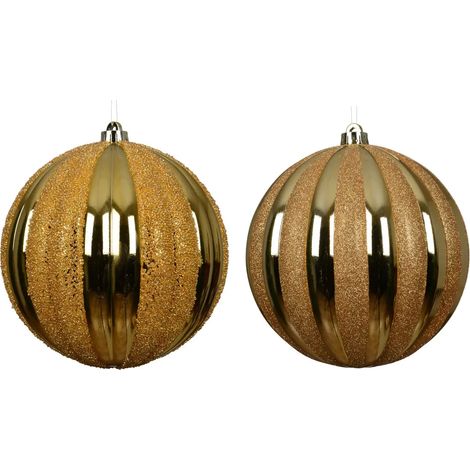 Sfera natalizia in polistirolo oro lucido e glitterato Ø20 cm