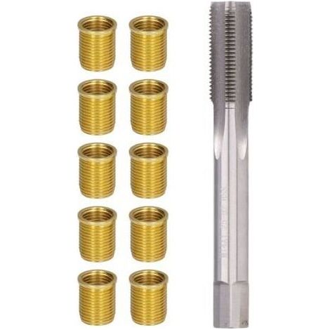 Herramientas para reparar roscas de bujías, insertos metálicos M12x1.25, macho de roscar M14x1.25, kit de re-roscado de 14 mm (1/5)