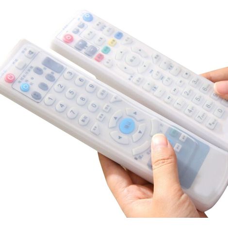 Couvercle de la Télécommande du Téléviseur, Protection à Distance Silicone Couvercle, Étui en Silicone pour Télécommande, Couverture Télécommandée Boîtier, 18.5x5cm+21cm5cm Transparent 2 Pack-DOU