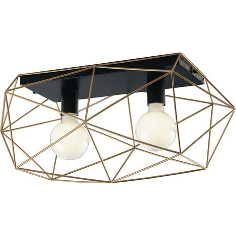 "Plafoniera ABRAXAS in metallo nero e oro 30x60x27cm." (1/2)