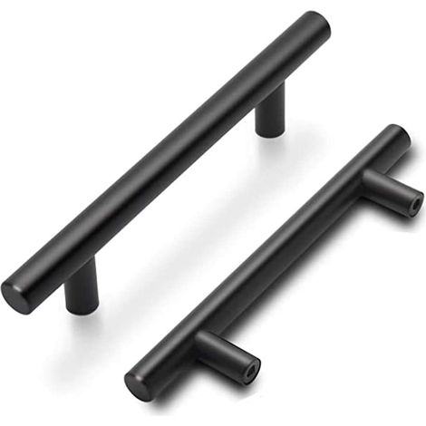 Set mit 5 schwarzen Goldenwarm Schrankgriffen, schwarzen Küchentürgriffen, schwarzen Küchenschrankgriffen mit matter Oberfläche aus Edelstahl, 96 mm Lochabstand (1/5)
