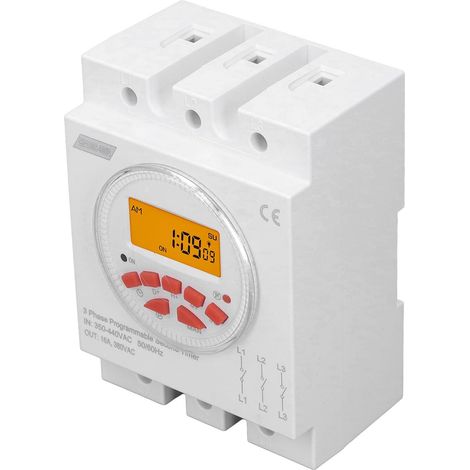 Minuterie programmable triphasée conviviale avec batterie de (1/4)