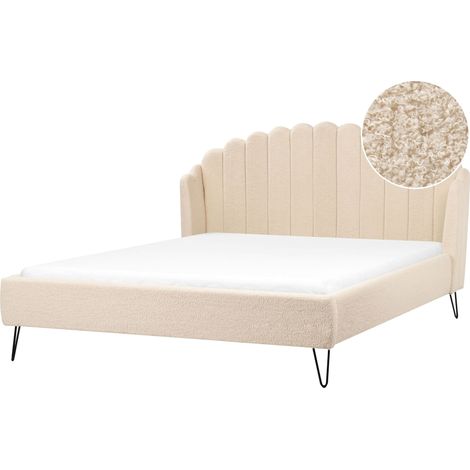 Bett mit Lattenrost Bouclé AMBILLOU 180 x 200 cm Beige