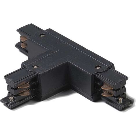 QAZQA Moderno Conector en T para carril trifásico izquierdo T negro Plástico Adecuado para LED Max. x Watt