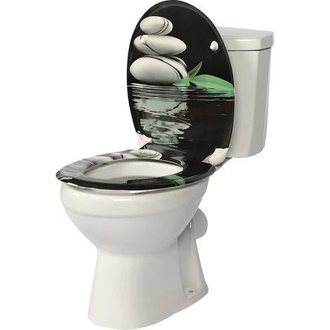 Abattant WC Couvercle WC en bois Soft Close avec Frein de Chute pour Couvette en O Siège de Toilette Charnières Zinguées et Inoxyables Ajustables, Montage par-dessous (1/5)