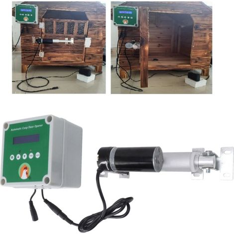 Automatischer Motorisierungssatz für Hühnerstalltüren mit Linearantrieb, Lichtsensor und Fernbedienung [Automatischer Motorisierungssatz] [Linearantrieb] [Lichtsensor + Fernbedienung] (1/5)