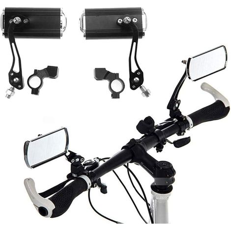 Rétroviseurs vélo noir (paire), rétroviseurs aluminium VTT modifiés, rétroviseurs guidon vélo montagne. (1/5)