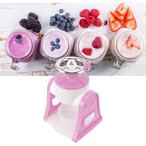 Manueller Eiscrusher, Mini-Eiscrusher, Eismaschine, pinkfarbener manueller Eiscrusher. (1/5)