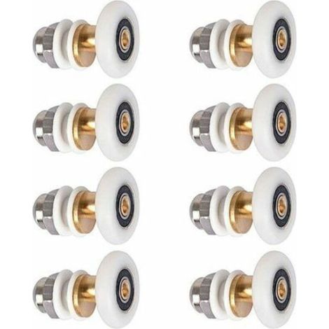8x Galet Rouleau pour Porte de Douche Coulissante, 19 mm, Nylon Résistant à l'Usure, Convient Portes Verre 12-14 mm (1/4)