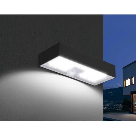 Applique murale solaire LED 6 W - 3000 K - 800 lm - IP65 - Idéale pour l'éclairage extérieur et la décoration dans les jardins et les patios.