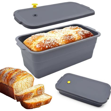 Praktisch zum Backen: Klappbare Brotbackform mit Deckel Silikon antihaftend 32x14,5x11,5cm (1/5)