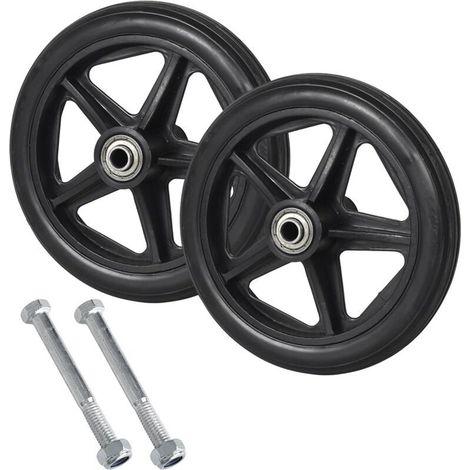 UlisemLot de 2 roues de rechange solides pour fauteuil roulant, roues avant de fauteuil roulant, roues de rechange solides de 15 cm