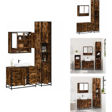Ensemble de meubles de salle de bain 3 pcs Chêne fumé - Ensemble De Meubles De Salle De Bain - Ensembles De Meubles De Salle De Bain - Armoire De Salle De Bain - Armoire De Rangement De Salle De Bain (1/5)