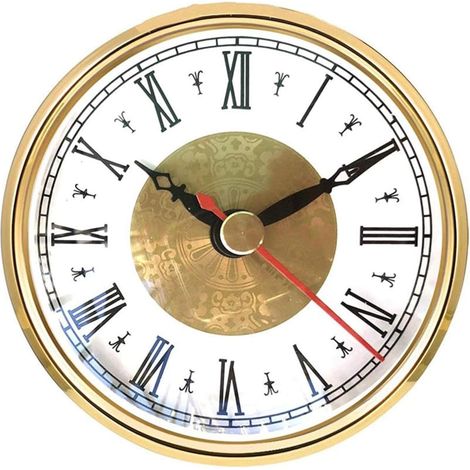 80mm Gold Quartz Clock Insert with Roman Numerals, 76mm Mounting Diameter for DIY Wall Clock and Home Decor, Gold Plastic (1/5)