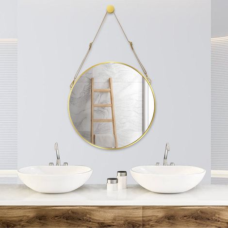 SWANEW Specchio rotondo Hall Mirror 50cm Specchio da parete con cinturino - Specchio da bagno di design (1/5)