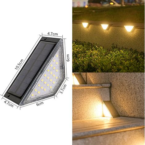 (4 pièces - Lumière chaude) Lampe solaire d'escalier extérieure étanche à LED (1 à 8 pièces) - Décoration pour terrasse ou patio (1/5)
