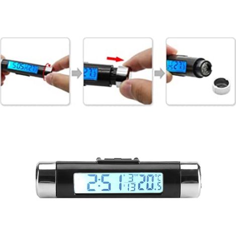 Digitales LKW-Thermometer mit weiß hinterleuchtetem LCD-Bildschirm – Digitale Fahrzeuguhr (1/5)