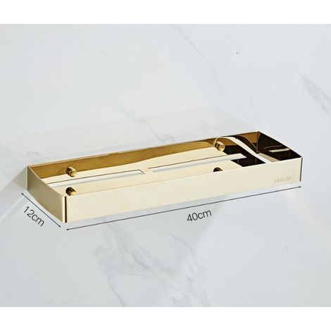 Étagères - Étagère de salle de bain dorée, porte-serviettes en acier inoxydable, (1/5)