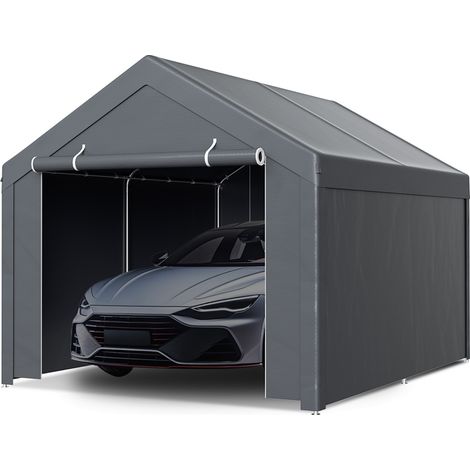 Wolketon Carpa de almacenamiento para exteriores de 3 x 4 m, color gris, con lona de PE y tubos de acero galvanizado (1/5)