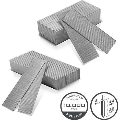 Graffe STAHLWERK tipo 90 Gauge 18 57 x 125 x 10 mm in 32 e 38 mm di lunghezza in un set di 10000 graffe in acciaio inox zincato 2 x 5000 graffe a filo  graffe per pinzatrice manuale pinzatrice pneumat