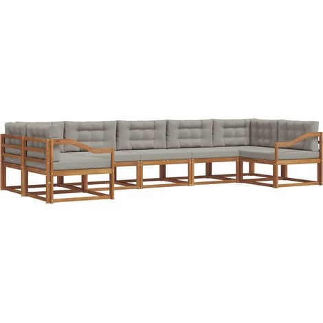 Conjunto de sofás de exterior 7 uds. Gris Natural y Claro vidaXL (1/5)