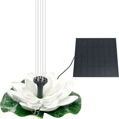 Fontaine Solaire Flottante - Forme De Feuille De Lotus - Pour Jardin Piscine Ou Étang - Puissance 0 85 W - Débit 120 L H - Hauteur De Jet 50 À 80 Cm - IPX8 (1/5)